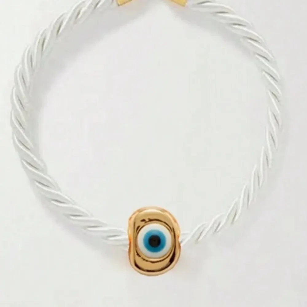 Free People Gold and White Evil Eye Necklace